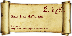Quiring Ágnes névjegykártya